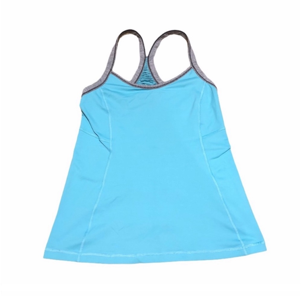 Lululemon turquoise yoga gym tank top razor back athletic running workout size 6